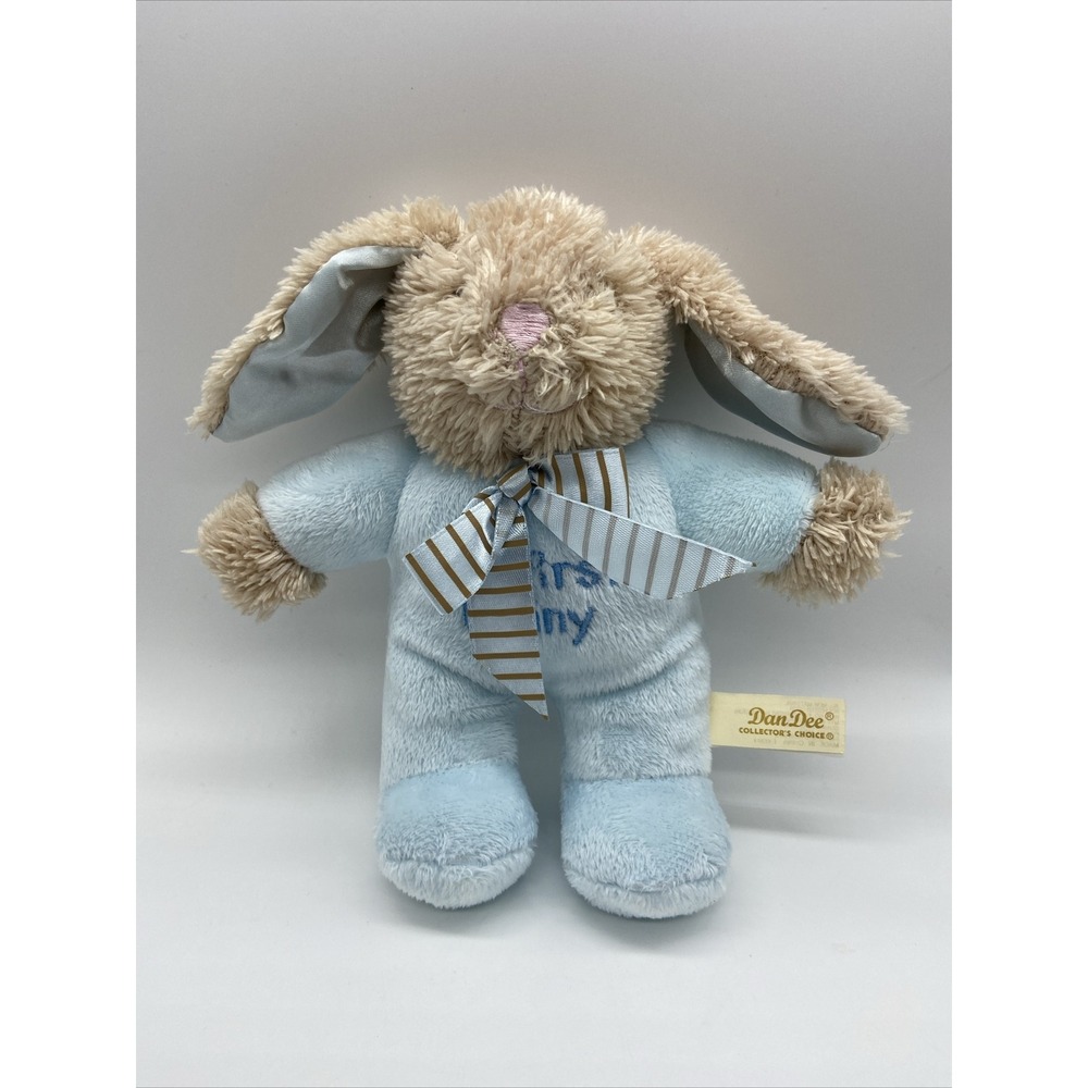 Dan Dee My First Bunny Plush Blue Tan Stuffed Animal Baby Boy Ribbon 11 inch‎